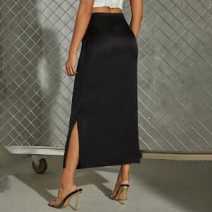 Split Satin Skirt Summer New Versatile Color