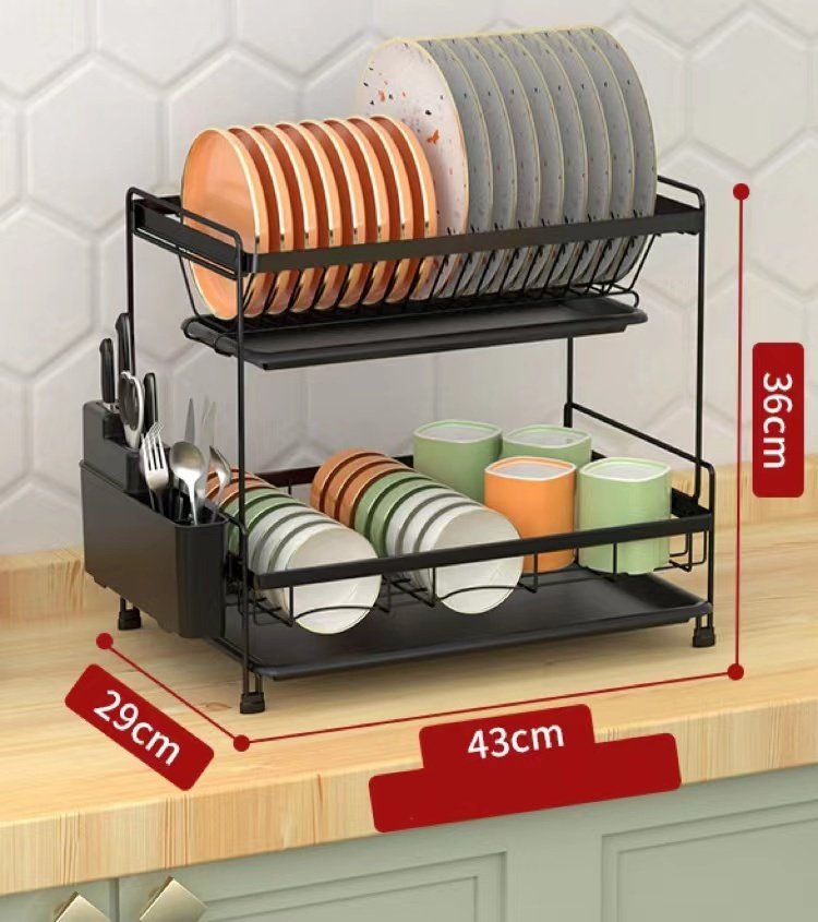 Double - Layer Multi - Functional Dish Rack Drain Basket For Storage And Arrangement - Image 3