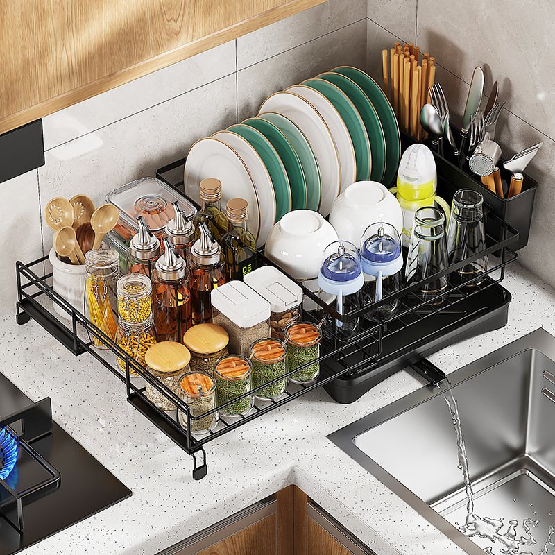 Single-Tier Telescopic Dish Rack - Image 4
