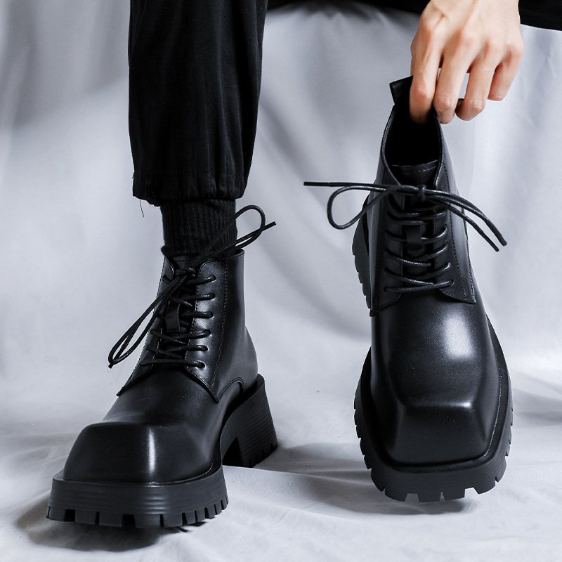 Men's British-style Thick-Soled Formal Shoes Rhino-Horn Derby Style - Image 5