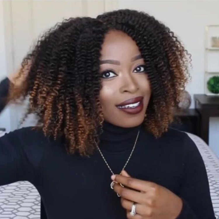 Wig Black Brown African Small Curly Short Curly Hair Synthetic Wigs - Image 5