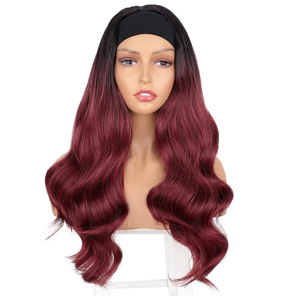 Body-wavy Multi-colored Rayon Headband Wig - Image 5