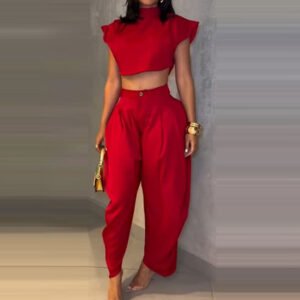 Summer New Style Fashionable High-Waisted Pants And Top Two-Piece Set For Women
