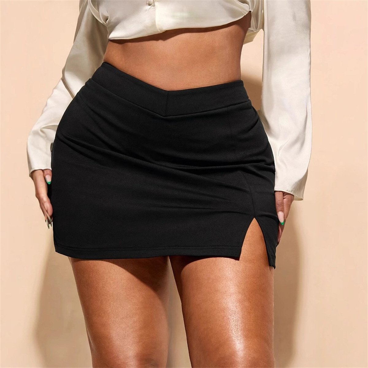 Sheath Figure-hugging Ultra-short Skirt