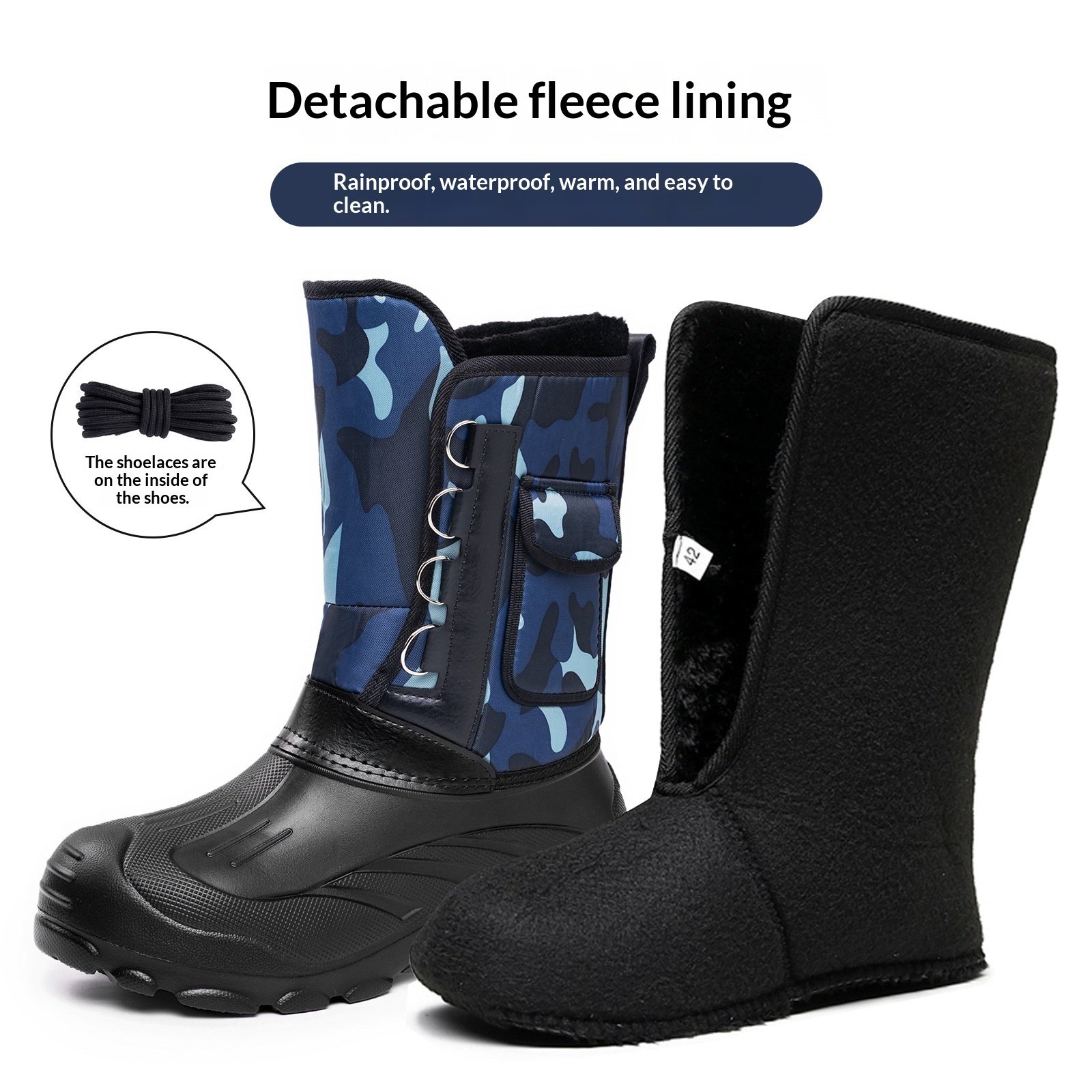 Men's Winter Fleece-Lined Thickened High-Top Snow Boots - Image 2