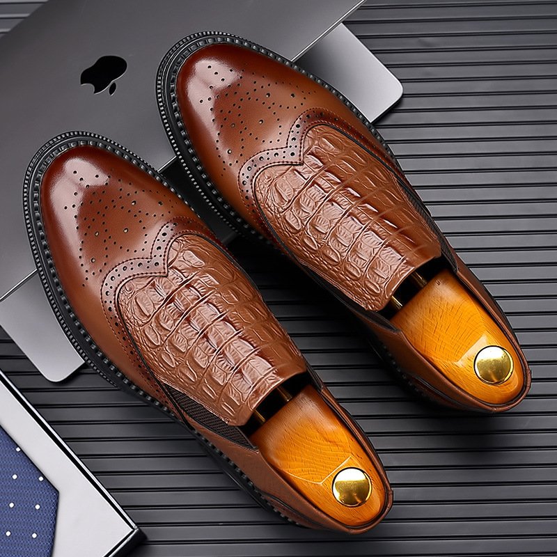 Mens Casual Dress Slip-on Leather Shoes - Image 4