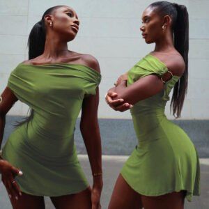 Personalized Hot Girl Off-shoulder European And American Style Dress Women