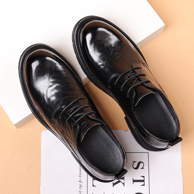 Leather Shoes For Men Genuine Leather Casual Business Formal Breathable With Thick Soles - Image 4