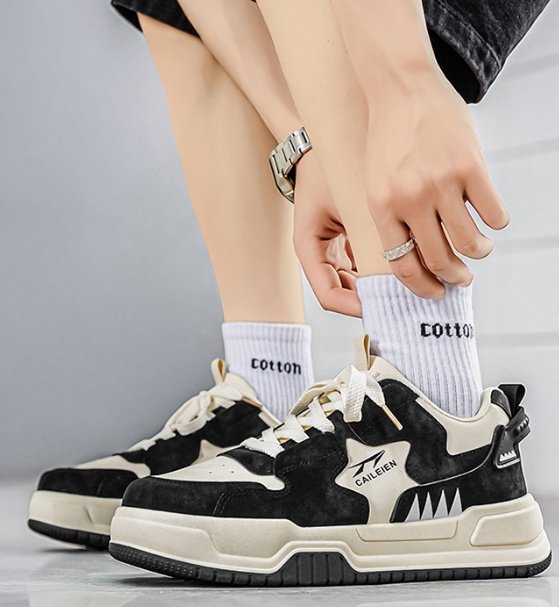 New Summer Men's Breathable White Sneakers, Trendy Versatile Thick Sole Sports Shoes, Casual Skate & Chunky Dad Shoes For Men