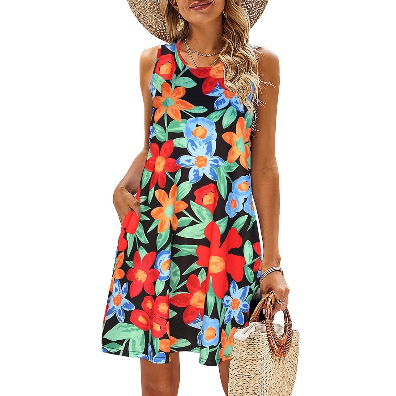 Printed Vest Pocket Dress Women - Image 10