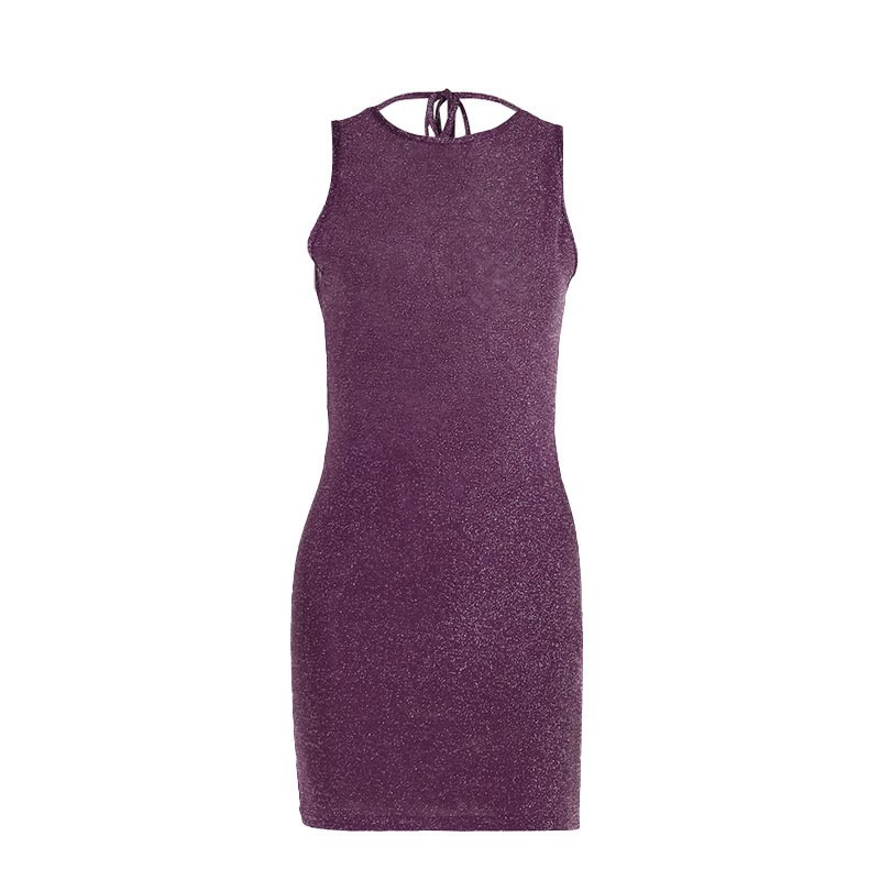 Summer Slim-fit Shiny Fabric Backless Dress - Image 7