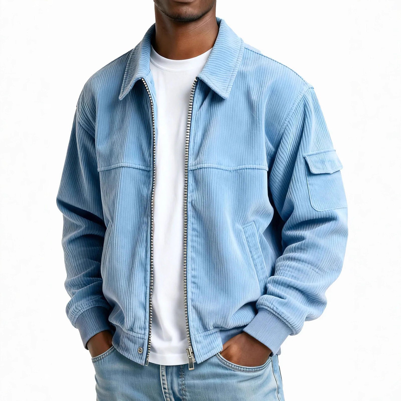 New Men's Retro Corduroy Fashion Casual Long Sleeve Pocket Jacket Men - Image 8