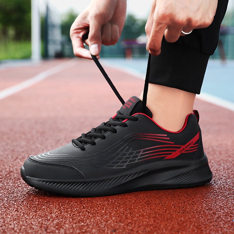 Black Leather-uppers Waterproof And Non-slip Running And Casual Shoes - Image 4