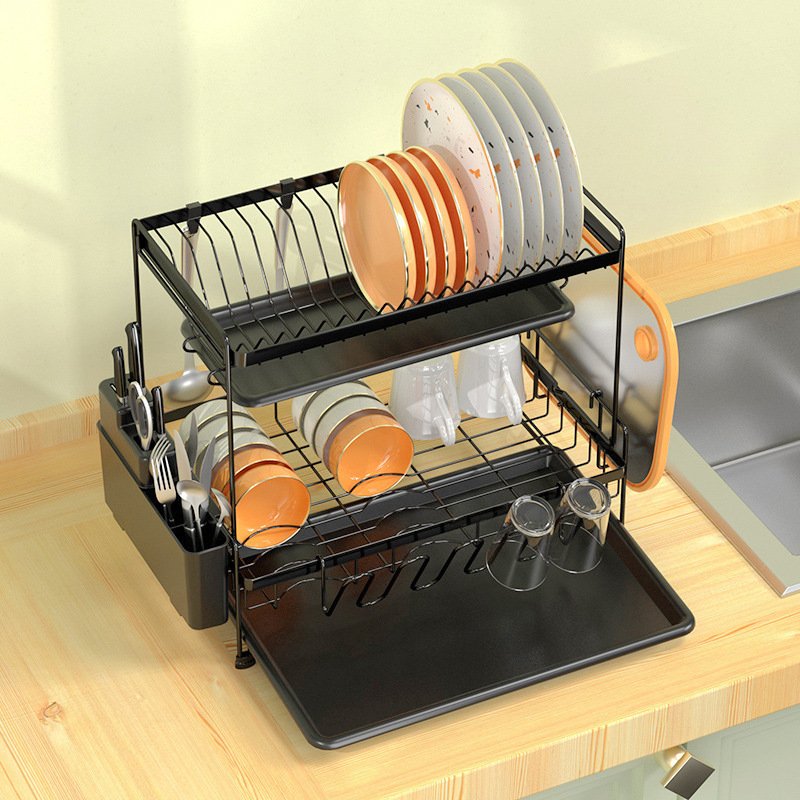 Double - Layer Multi - Functional Dish Rack Drain Basket For Storage And Arrangement - Image 6