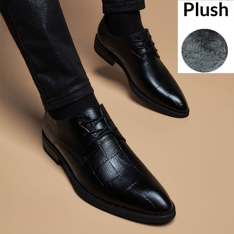 Mens British-style Casual Pointed-toe Lace-up Height-increasing Shoes - Image 2