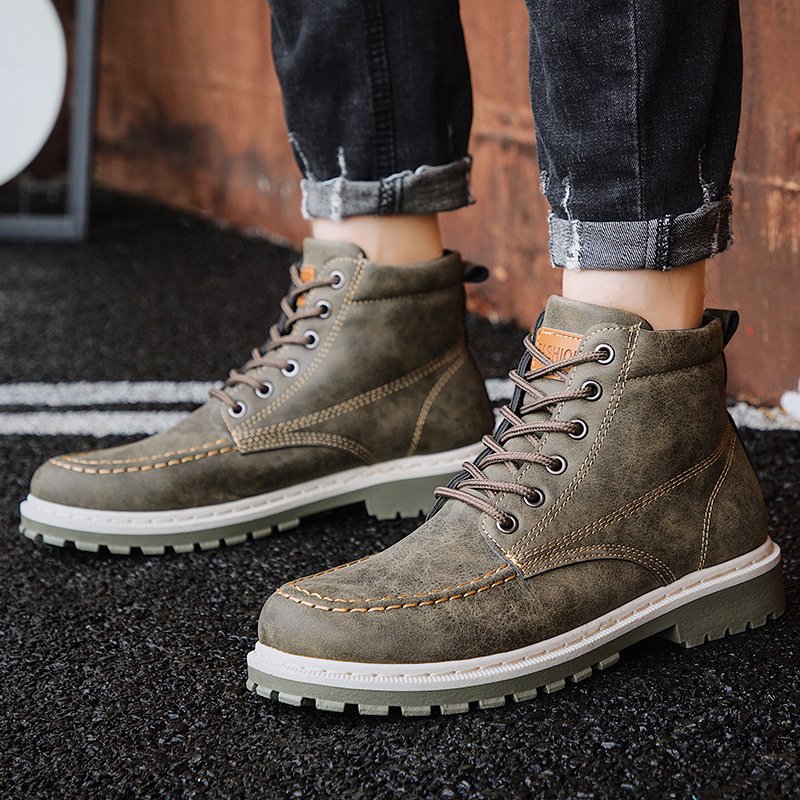 autumn new men's Martin boots trend high-top men's boots locomotive British men's shoes leather tooling boots students - Image 10