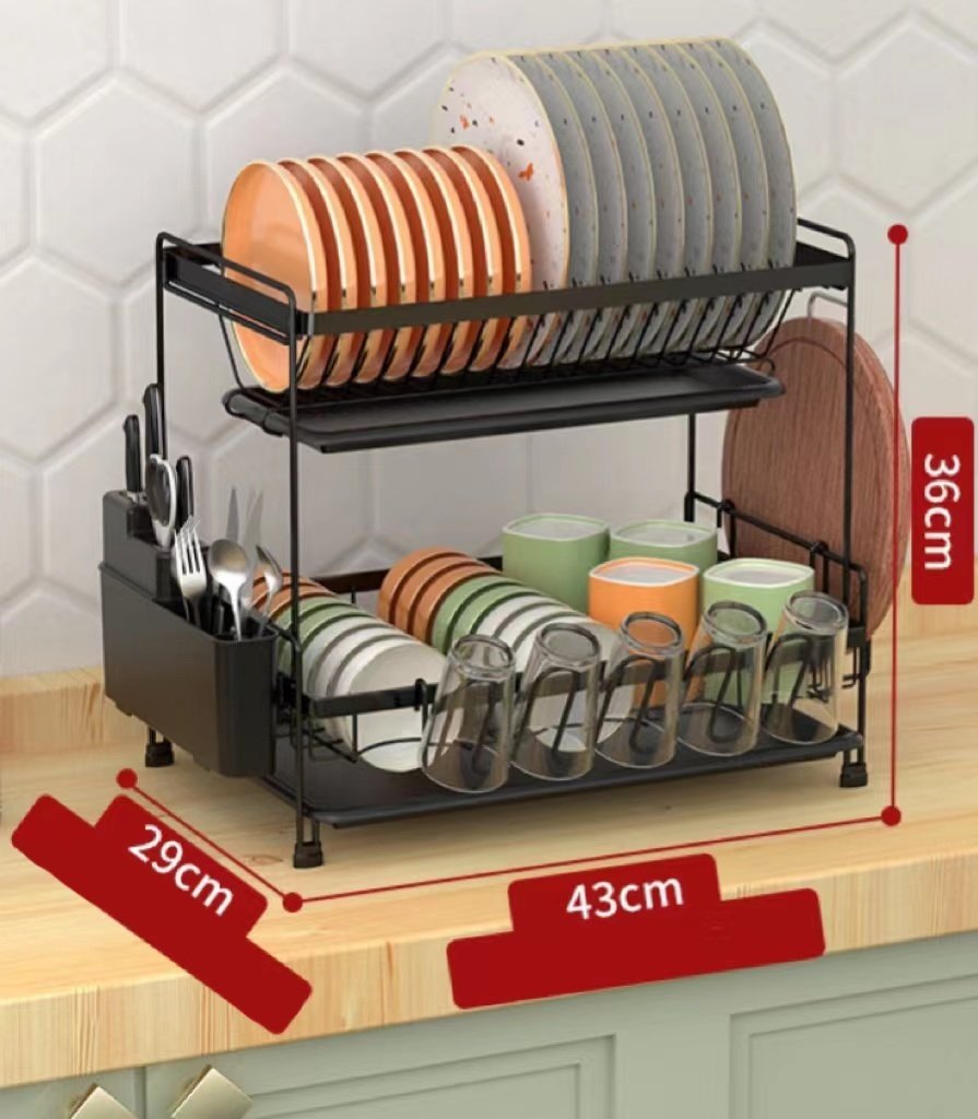 Double - Layer Multi - Functional Dish Rack Drain Basket For Storage And Arrangement - Image 5