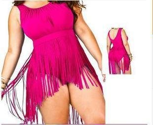 Triangle Slimming Plus Size XL-6XL Underwire Tassels Fat Lady Plus Size Swimwear - Image 2