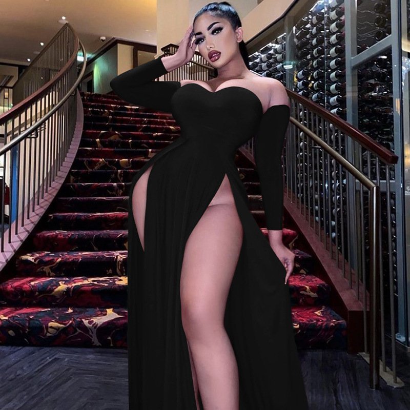 European And American Women's Sexy Split-end Mopping Evening Dress - Image 5