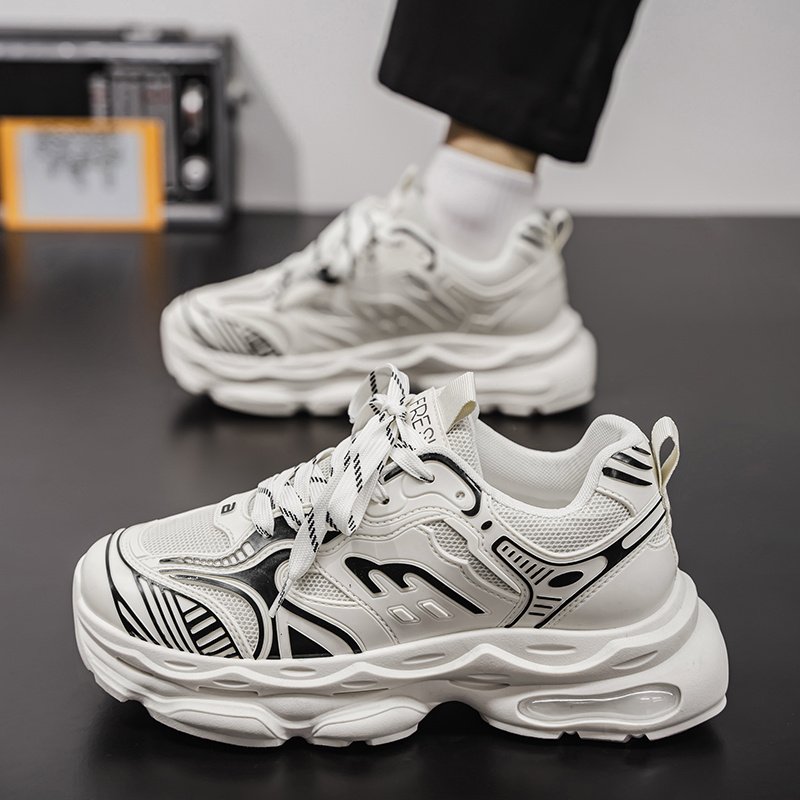 New Spring Men Breathable Mesh Dad Shoes, Trendy All-match Platform Anti-slip Casual Running Sports Sneakers - Image 3