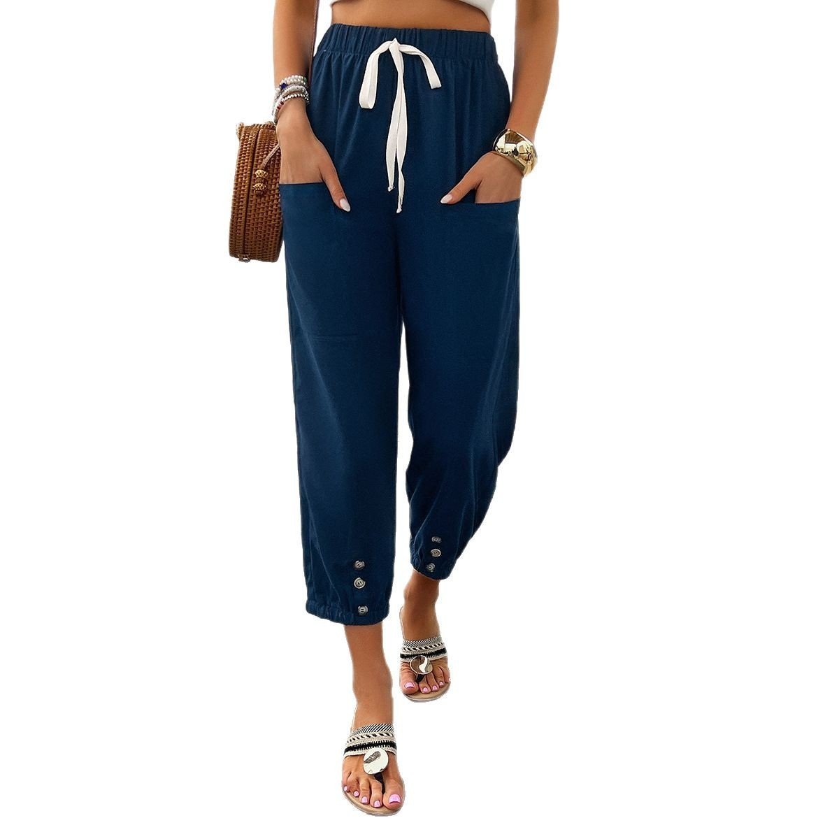 Holiday Leisure Cropped Casual Pants For Women - Image 5