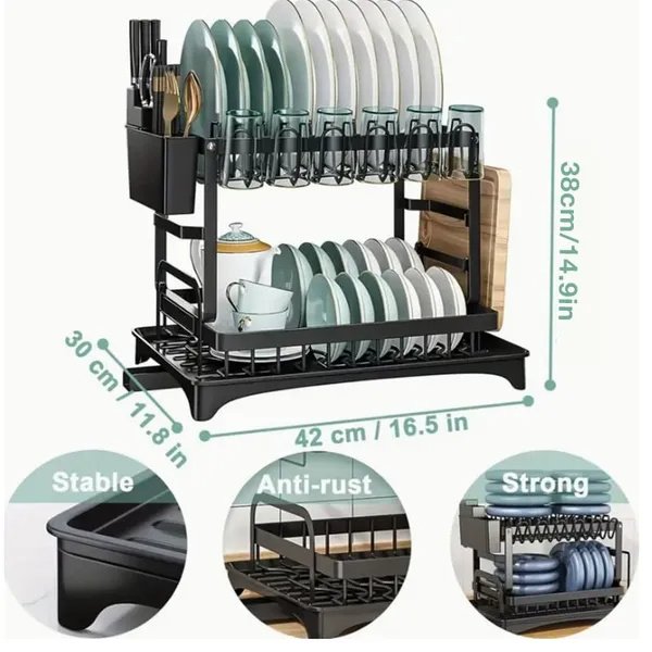 Kitchen Dish Drying Rack Large Capacity With Drain Board - Image 2
