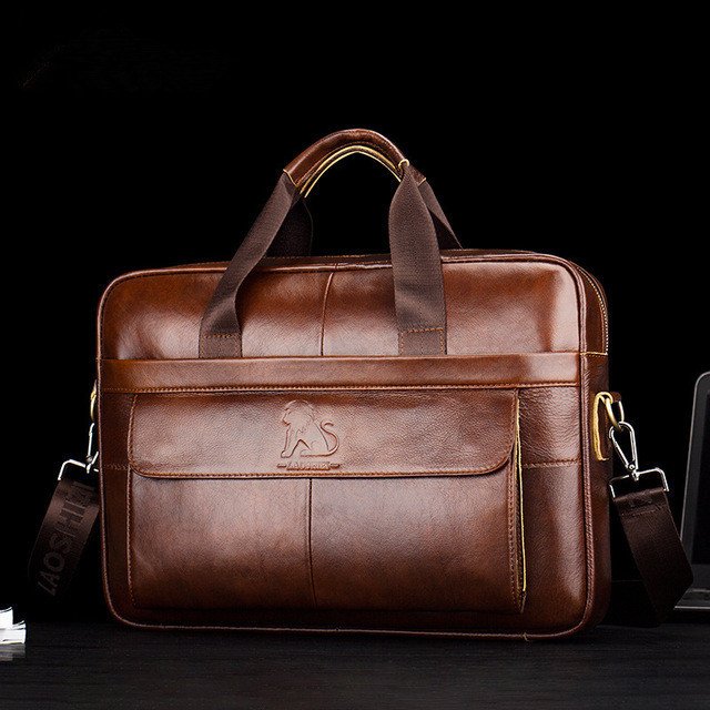Leather Hand-carried Top Layer Cowhide Business Briefcase With Large Capacity - Image 4