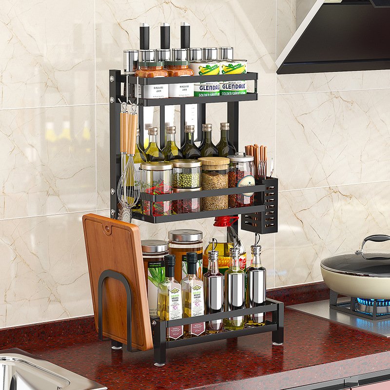 Stainless Steel Kitchen Rack Thickened Seasoning Rack Multi Layer Kitchen Seasoning Storage Rack - Image 3