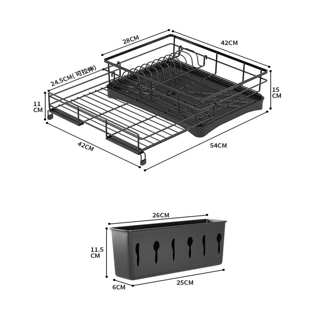 Single-Tier Telescopic Dish Rack - Image 3