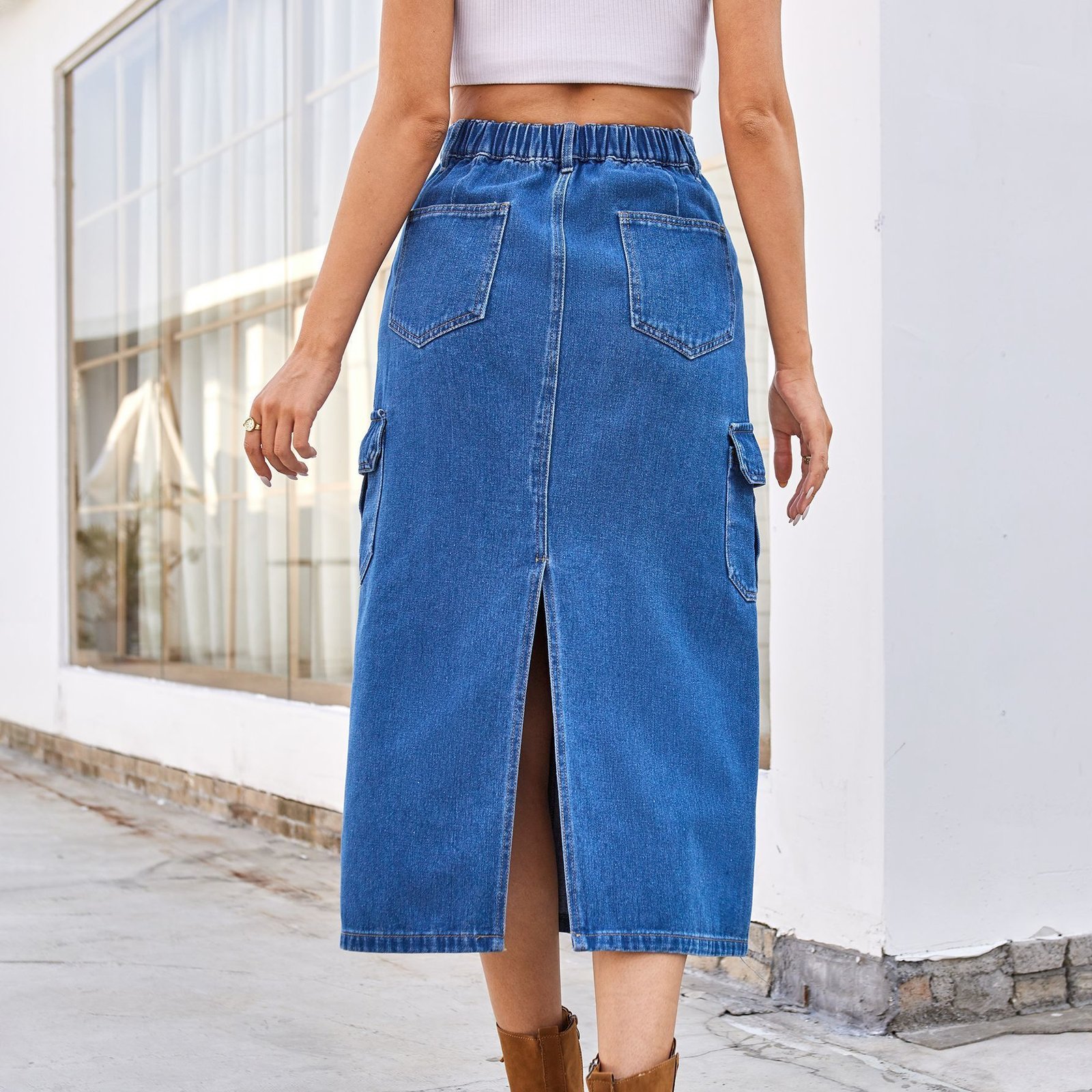 European And American Summer Washed Overalls Skirt Denim Skirt - Image 10