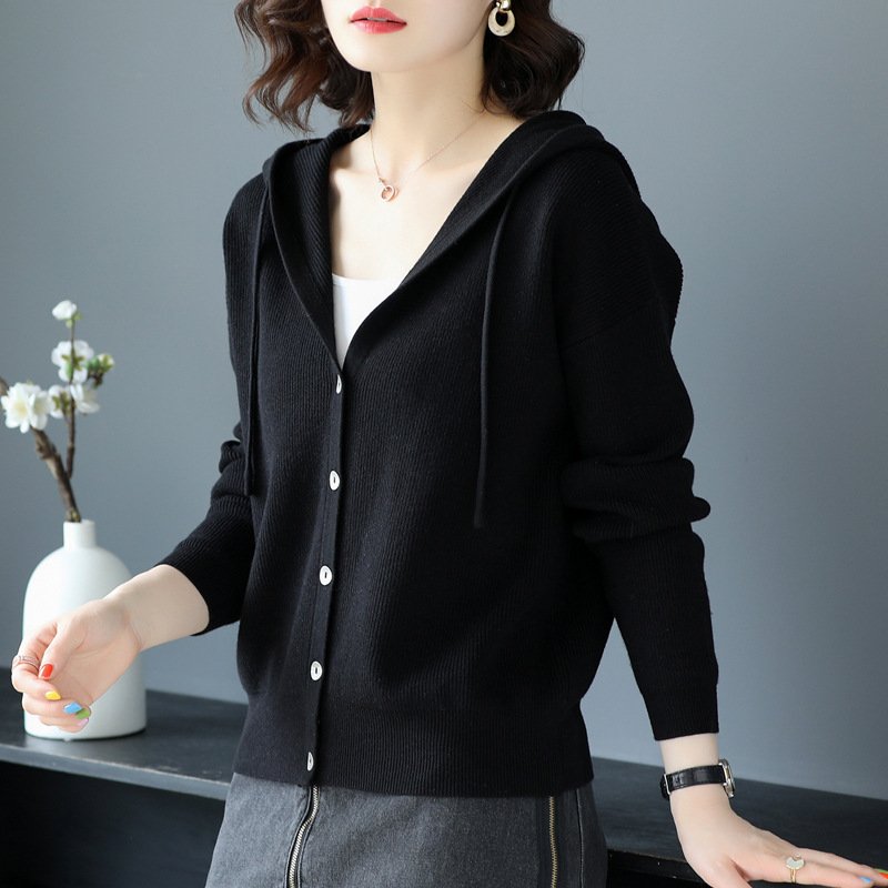 Hooded Sweater Coat Women Long Sleeve Single-breasted Sweaters Clothes - Image 8