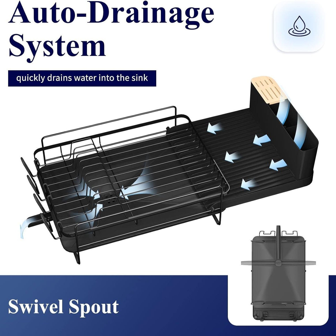 Kitchen Dish Retractable Cutlery Knife And Fork Cup Drain Rack - Image 2