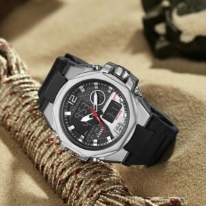 Mens Sports Outdoor Tactical Alloy Dual-Display Watch