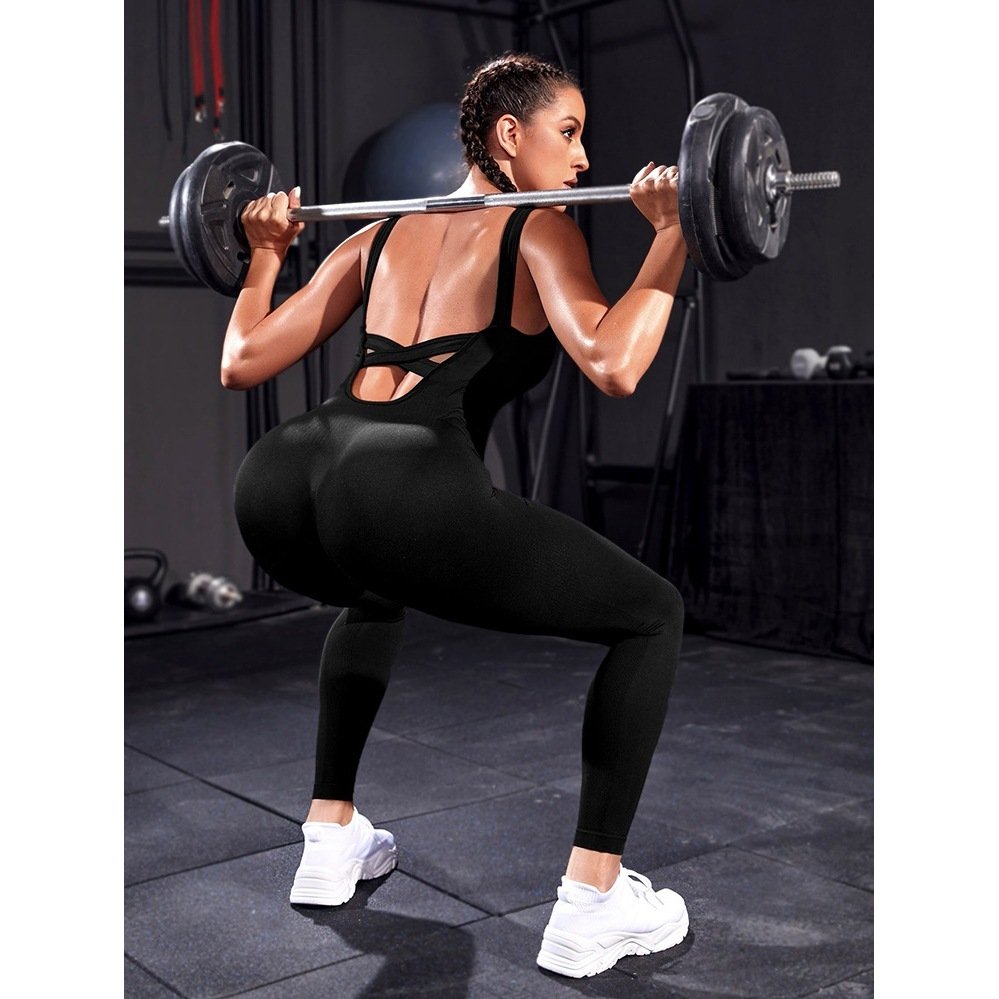 Cross Backless Sports Jumpsuit Yoga Workout Clothes - Image 4