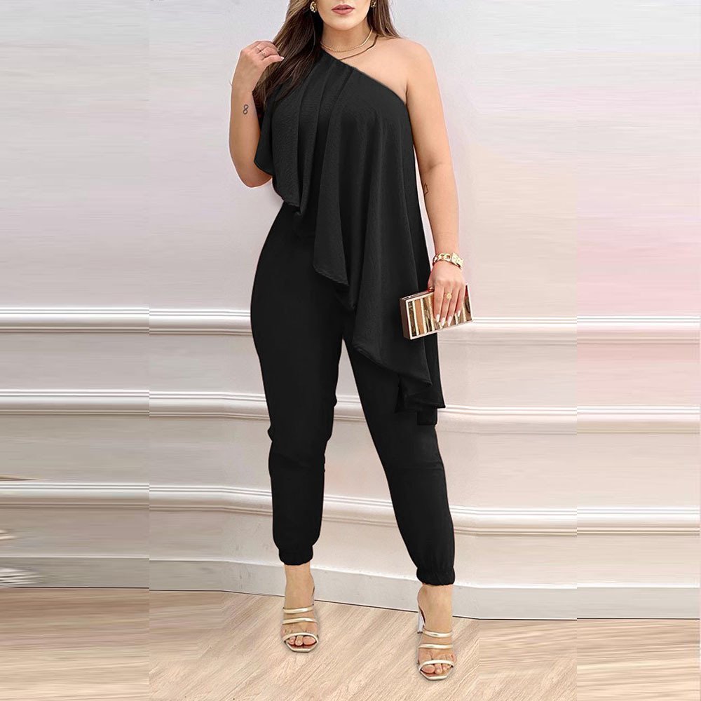 Printed One-shoulder Ruffled Jumpsuit - Image 6