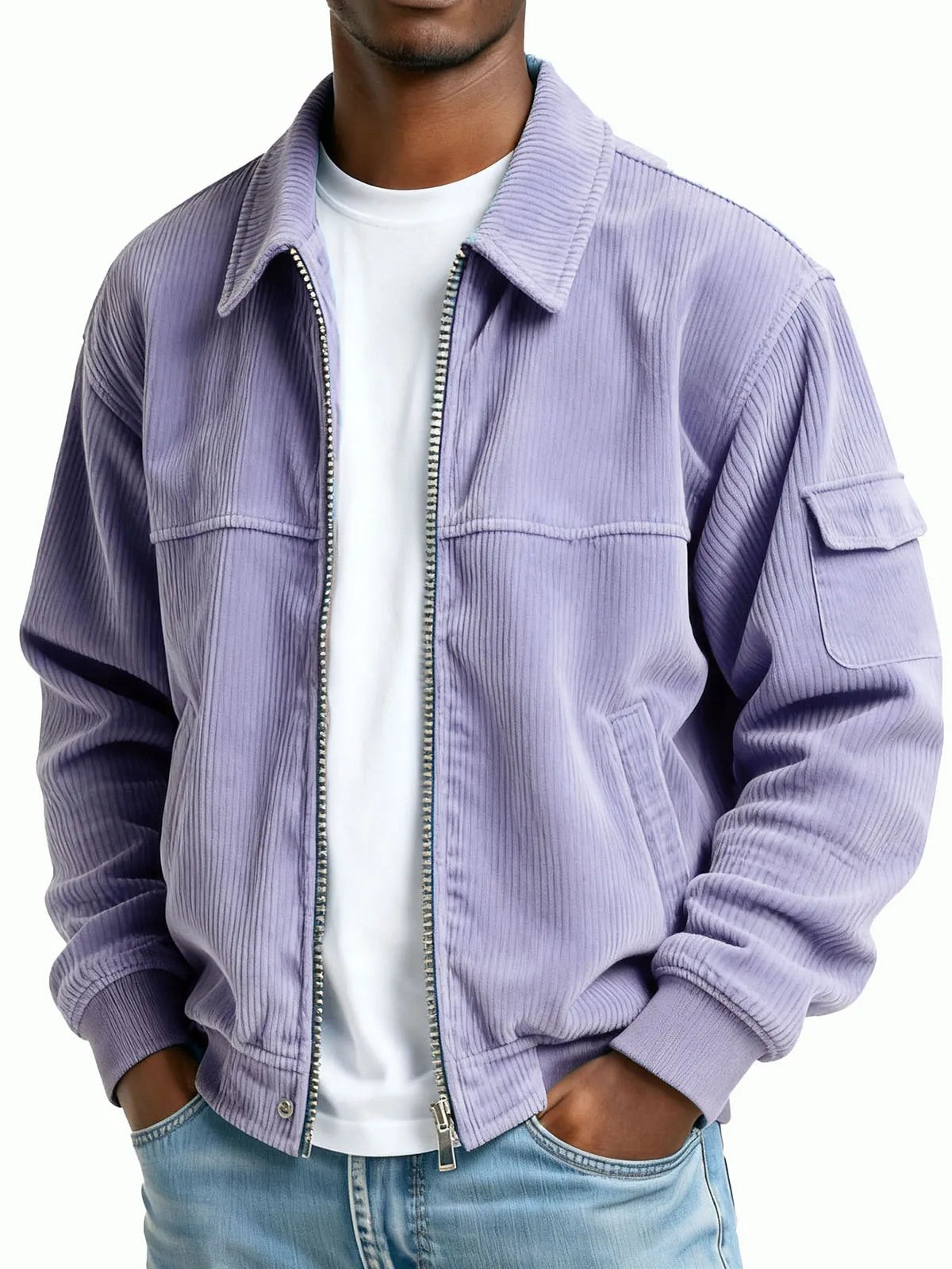 New Men's Retro Corduroy Fashion Casual Long Sleeve Pocket Jacket Men - Image 9