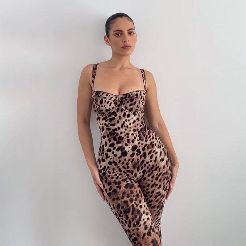 Sexy Backless Print High Waist Tight Hip-lifting Jumpsuit - Image 5