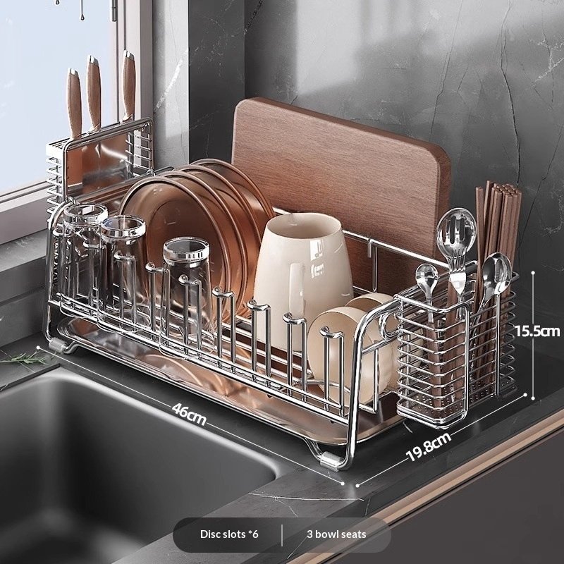 304 Stainless Steel Bowl And Dish Drain Rack Kitchen Shelf - Image 3