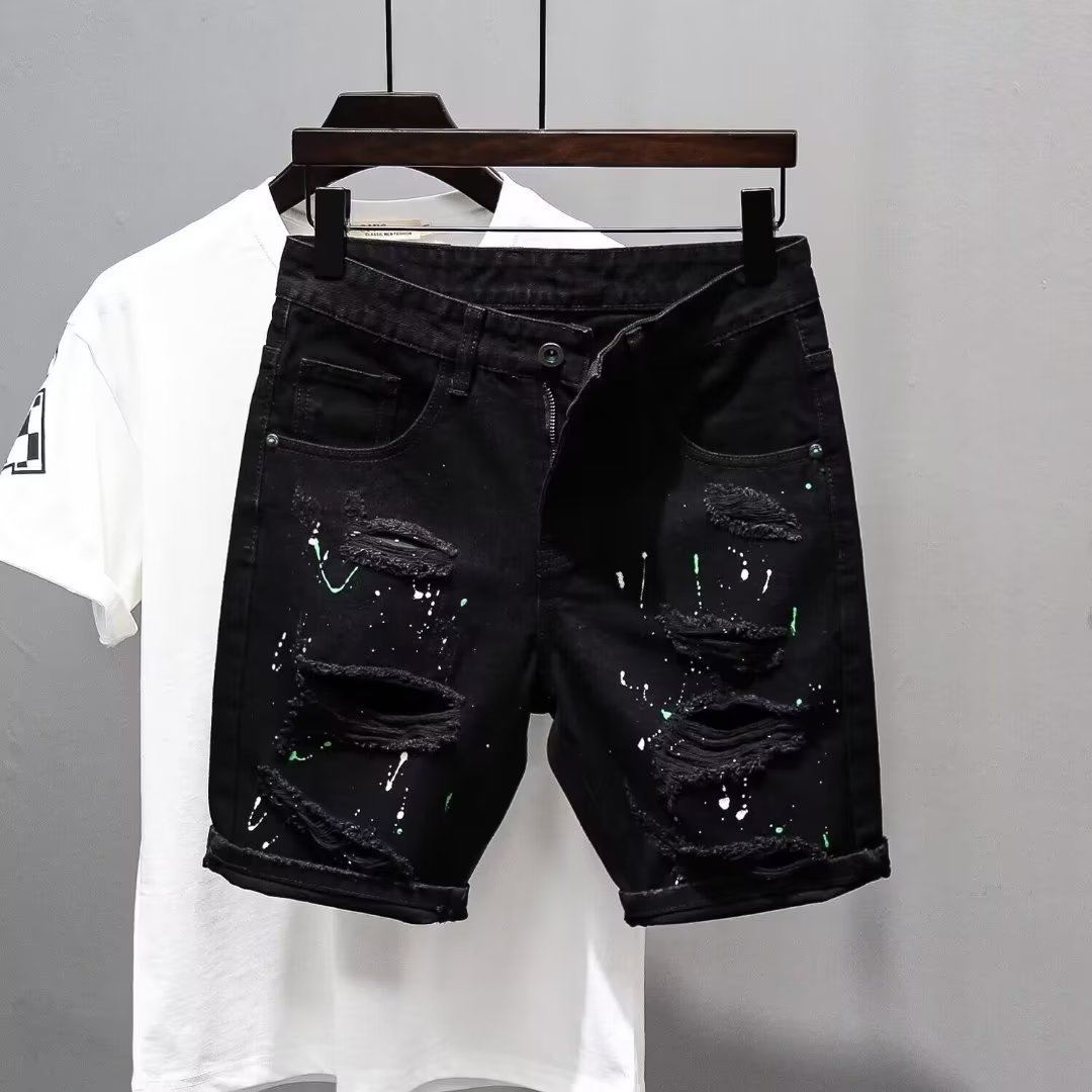 Summer Ripped Thin Denim Shorts Men - Image 3