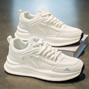 Men's New Spring Breathable Hollow Mesh Sneakers, Versatile Height Increasing Running Athletic Trendy Shoes For Teenagers