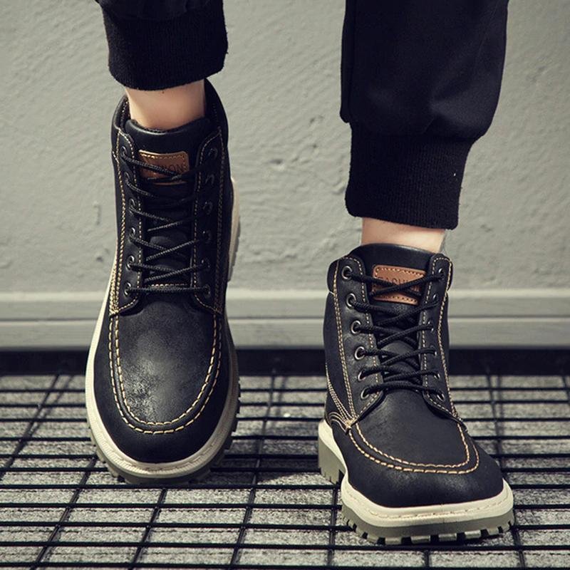 autumn new men's Martin boots trend high-top men's boots locomotive British men's shoes leather tooling boots students - Image 2