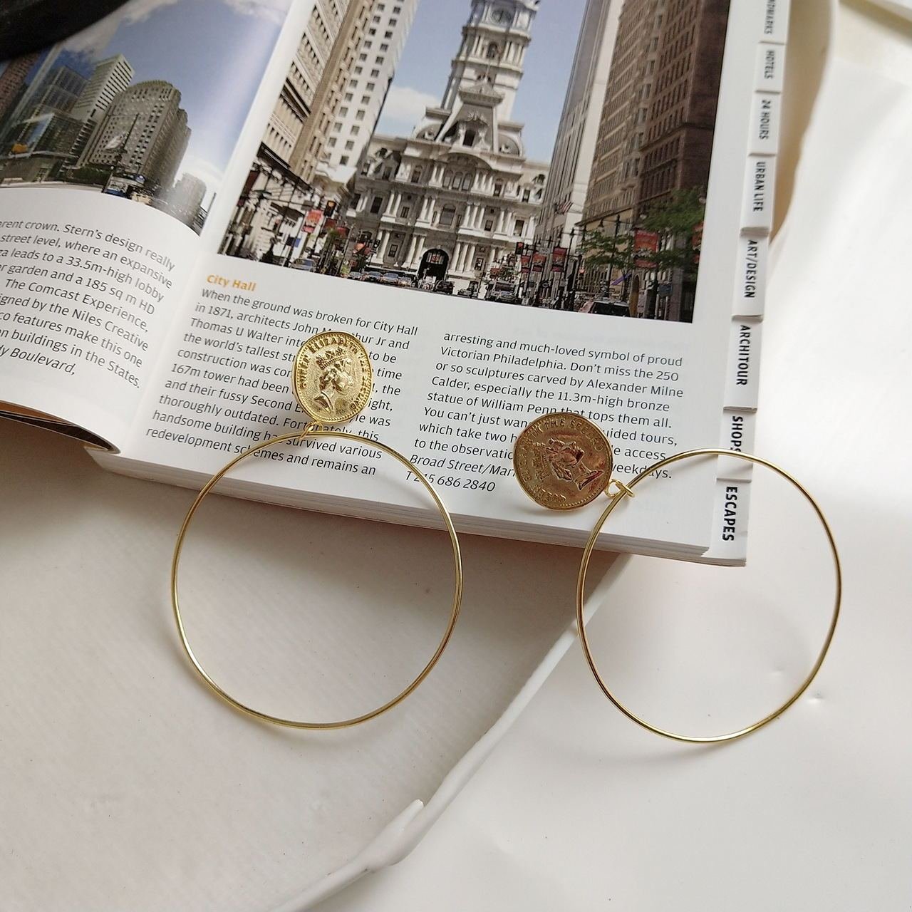 925 Sterling Silver INS Style Queen's Big Circle earings - Image 2