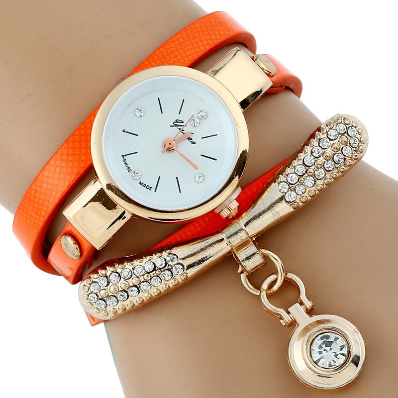 Gnova Platinum Fashion Luxury Brand New Women Rhinestone Gold Bracelet Watch Pu Leather Ladies Quartz Casual Wristwatch - Image 3