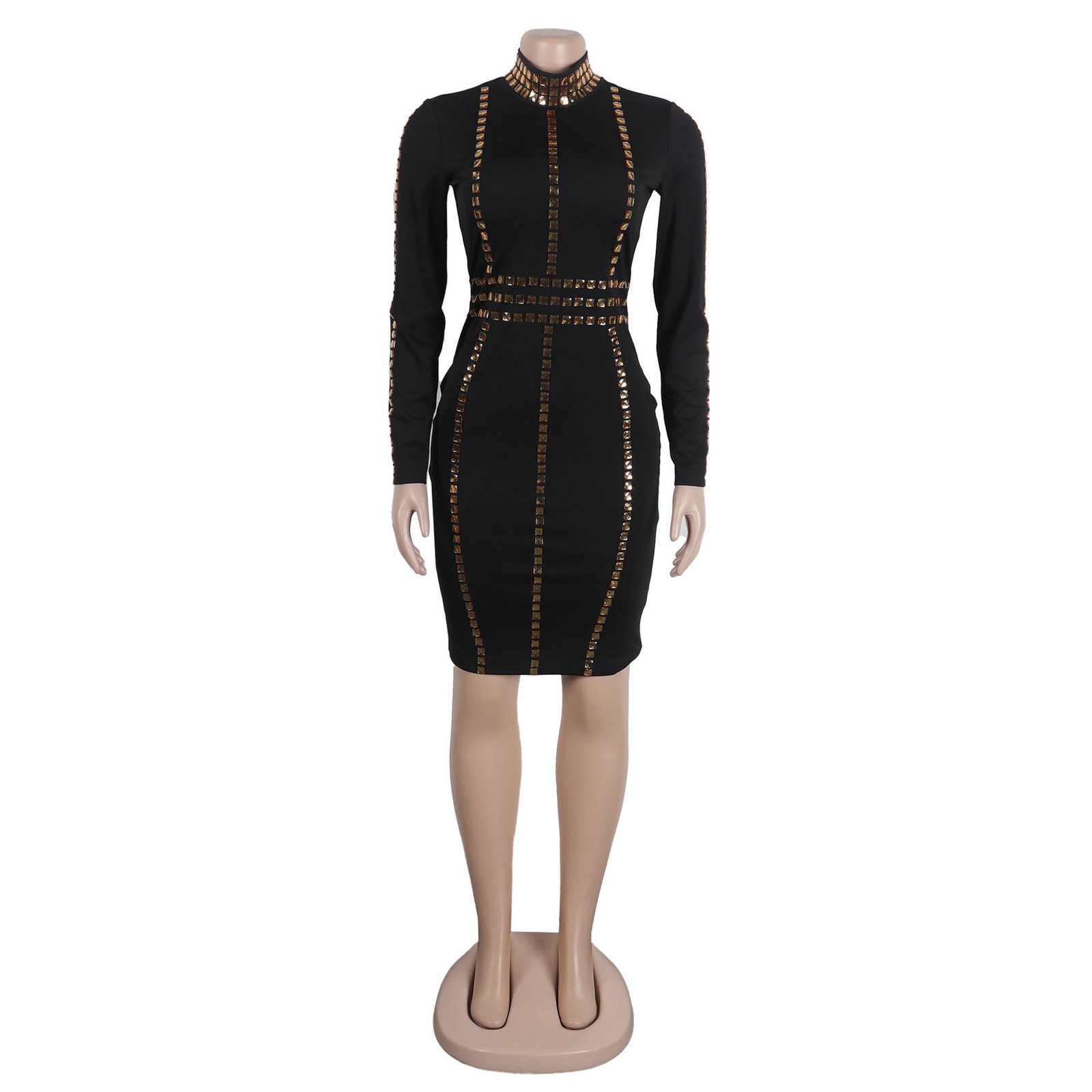 Lady Sexy Slim Fit Rhinestone Stretch Tight Dress - Image 5