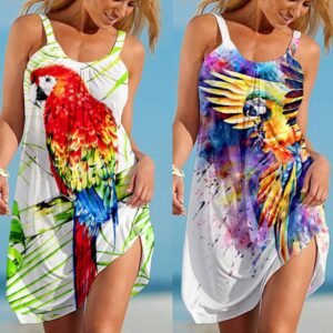 New European And American Women's Sleeveless Loose Printed Dress