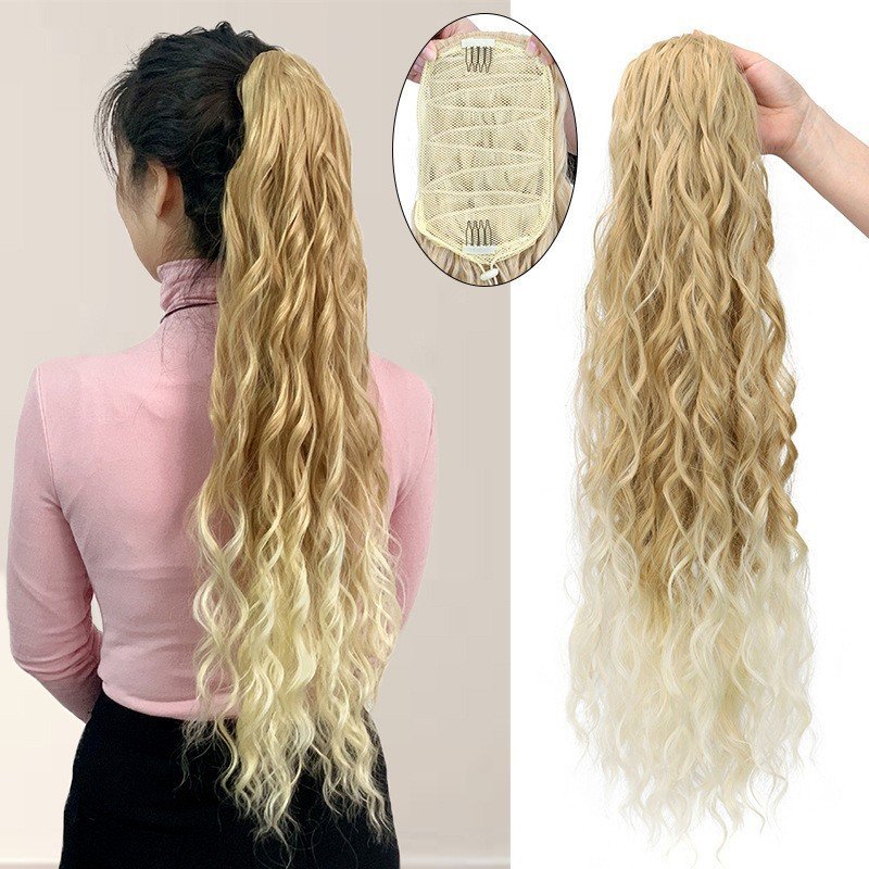 Water Ripple Long Curly Hair Fluffy Corn Curler Hair Extension - Image 5