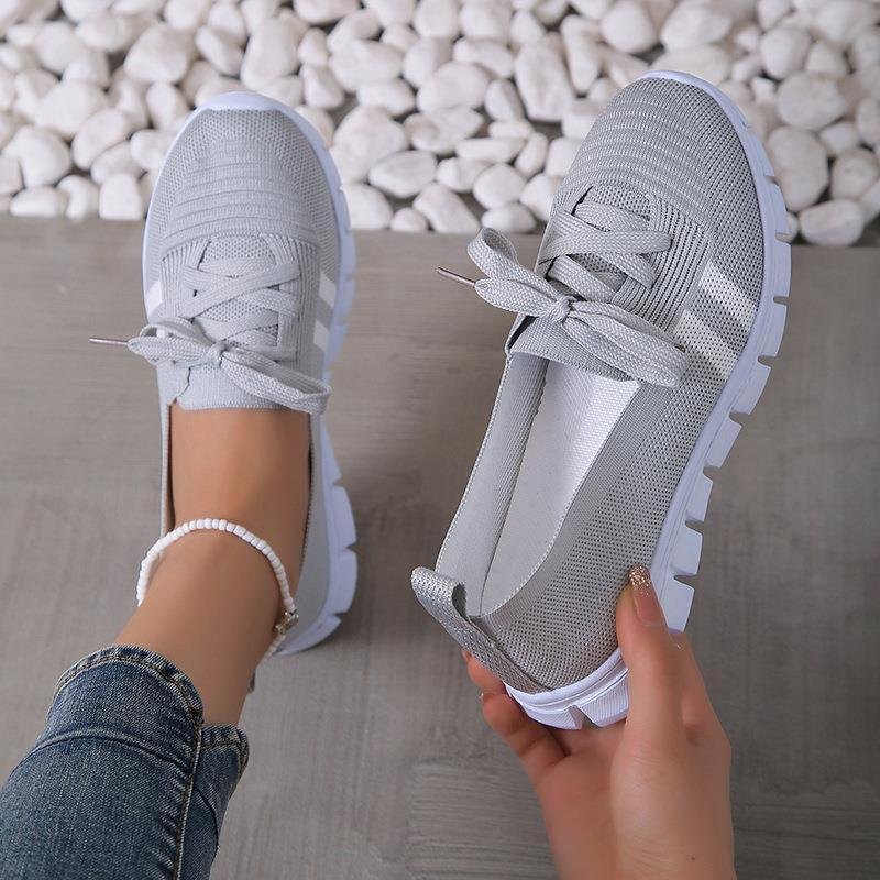Casual Lace-up Mesh Shoes Preppy Flats Walking Running Sports Shoes Sneakers For Women - Image 8