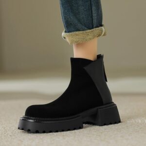 British Style Leather Thick Soled Martin Boots With Thick Heels