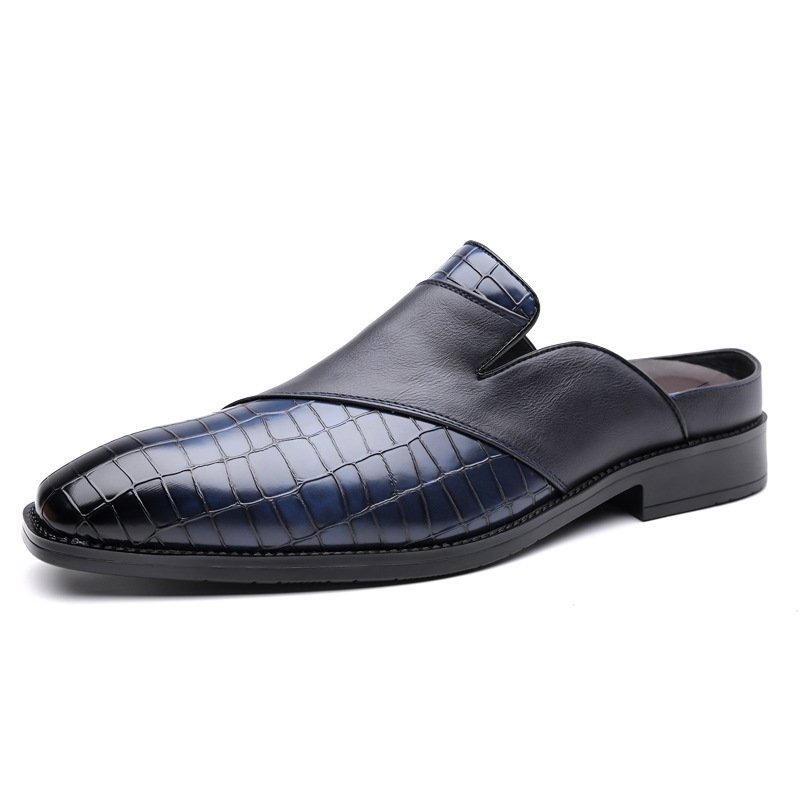 Mens Pointed-toe Leather Half-slippers Without A Heel For Outdoor Wear - Image 5