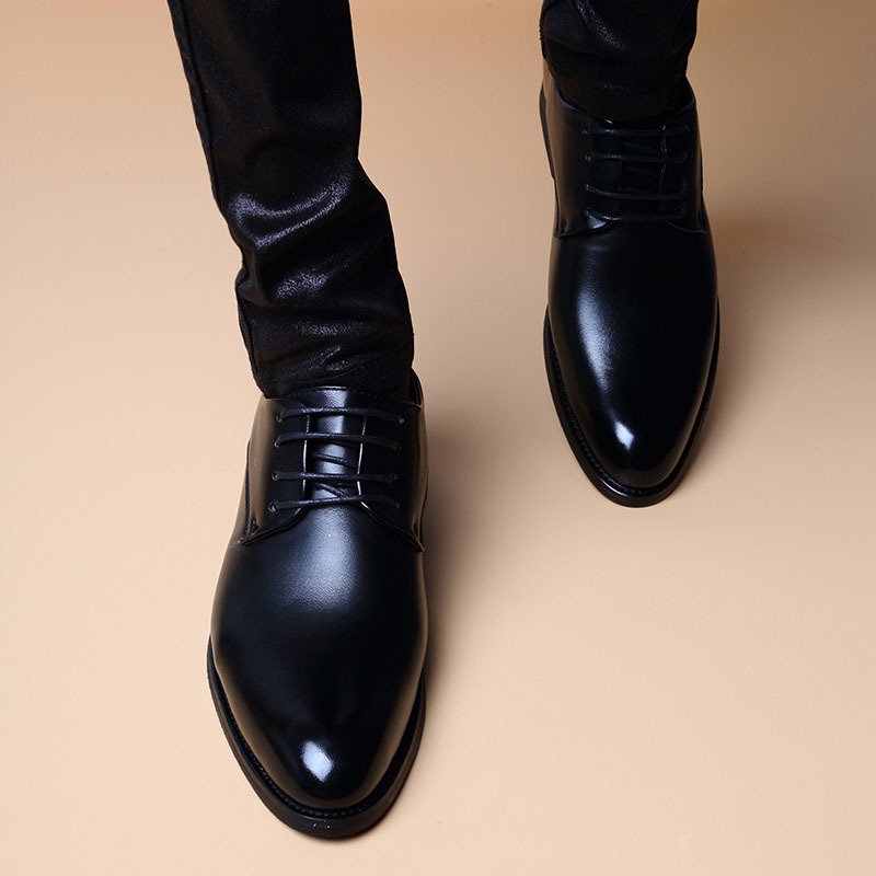 Mens British-style Casual Pointed-toe Lace-up Height-increasing Shoes - Image 6